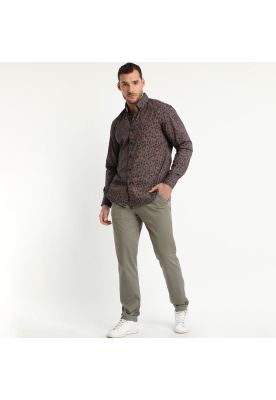 Camisa Trevira Estampada Café Oscuro