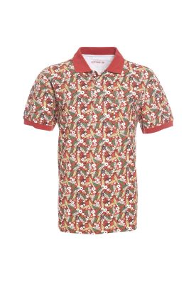 Polera Manga Corta Piqué Estampada Naranja oscuro