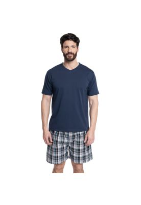 PIJAMA HOMBRE RELAX DÚO POLERA JERSEY BERMUDA CUADROS