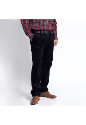 Pantalón Cotelé Con Pinzas Azul Marino