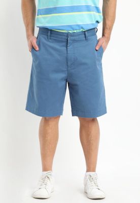 Bermuda Gabardina Frente Plano Azul