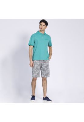 Polera Manga Corta Jacquard Mc Azul