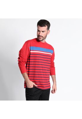 Imagen 2 del producto Polera Jersey Listada Cuello Redondo Manga Larga Regular Fit