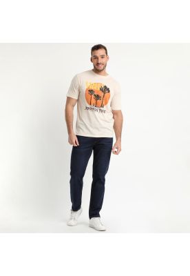 Polera Manga Corta Cuello Redondo Print Beige