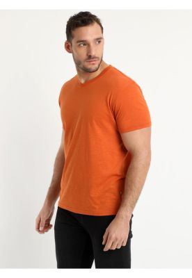 Imagen 2 del producto Polera Manga Corta Cuello V Naranjo oscuro