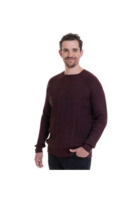 Sweater Cuello Redondo Textura Rojo Oscuro