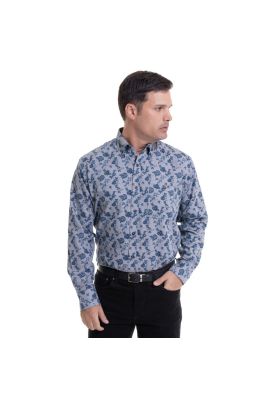 Camisa Villela Estampada Gris Claro