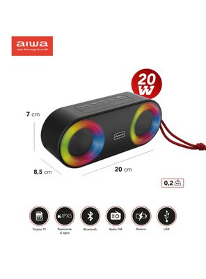 Imagen 2 del producto Parlante Portátil Bluetooth Aiwa 20w Ipx5 Radio Fm Aw-sj215
