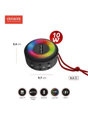 Imagen 2 del producto Parlante Portátil Bluetooth Aiwa 10w Ipx6 Iluminado Aw-sj216