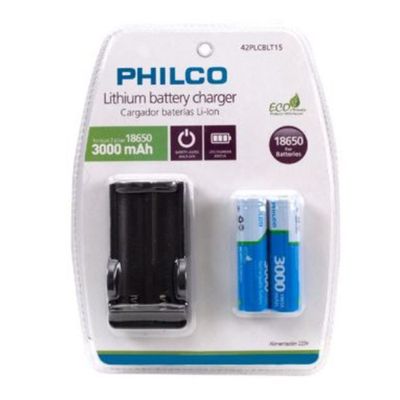 Imagen 2 del producto Cargador Mas 2 Baterías Recargables Litio 18650 3.7V Philco