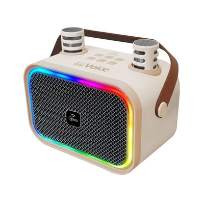 Imagen 2 del producto Mini Parlante Karaoke Infantil Luces Con 2 Microfonos Inalambricos Mlab 9587 Blanco