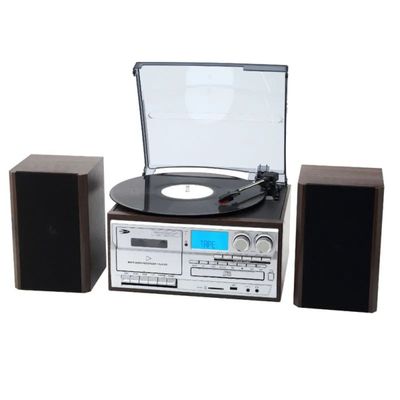 Tornamesa Bluetooth Con CD y Cassette mas Parlante Externo Introtech