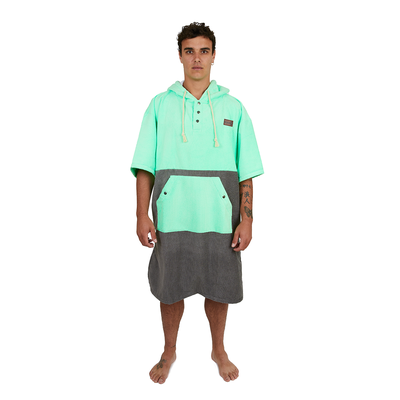 Poncho Terry Negro Verde / Poncho Surf Kano
