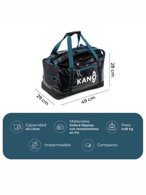 Imagen 2 del producto Bolso Mochila Impermeable Negro Kano Outdoor 40L Plegable