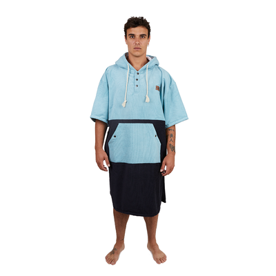 Poncho Terry Negro Azul / Poncho Surf Kano