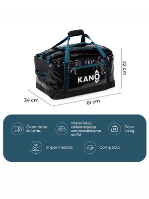 Imagen 2 del producto Bolso Mochila Impermeable Negro Kano Outdoor 60L Plegable