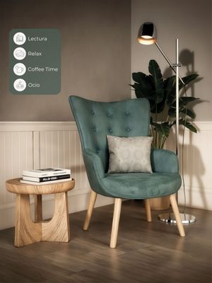 Imagen 2 del producto Sitial de Terciopelo Relan Tarina Poltrona Capitoné Verde