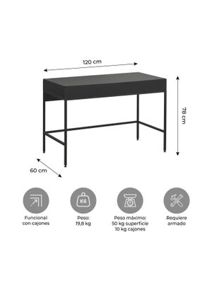 Imagen 2 del producto Escritorio Forge Relan Moderno Con 2 Cajones 120x60x78 cm
