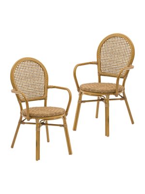 Set 2 Sillas Exterior Relan Balu Ratán Sintético Jardín y Terraza