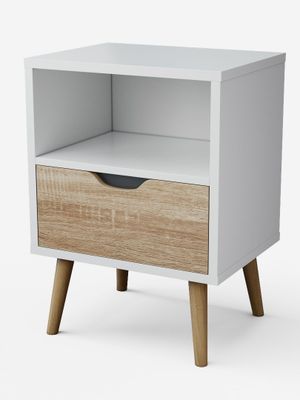 Velador Top Living Tromso Con Cajón Blanco y Madera