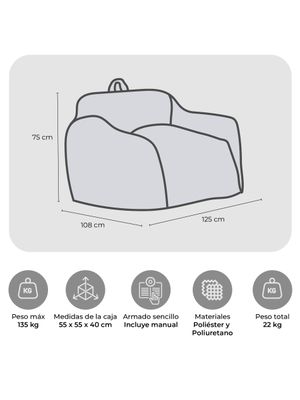 Imagen 2 del producto Sillón Pouf / Puff Relan Ditto de Sherpa con Relleno