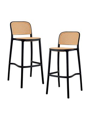 Imagen 1 del producto Pack x2 Silla Piso Bar Relan Batané Simil Esterilla Rattan