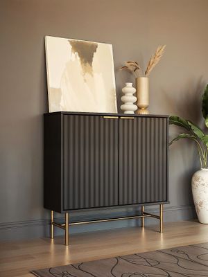 Imagen 2 del producto Bar Buffet Negro con Dorado Top Living Bronx Vajillero