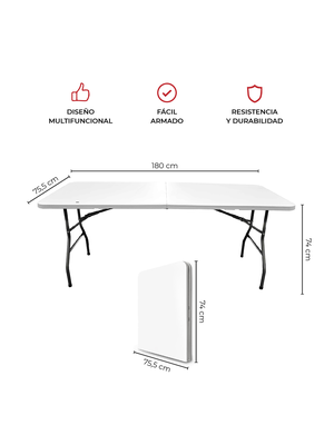 Imagen 2 del producto Mesa Plegable 180 cm Kano Maleta Para Camping y Picnic