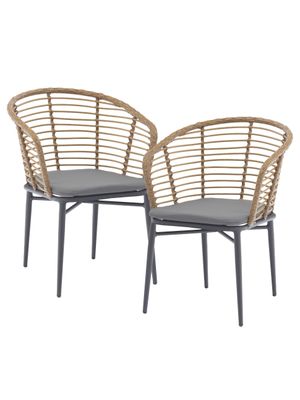 Set  de 2 Sillas Exterior con Cojín Relan Lumpur Ratán Jardín y Terraza