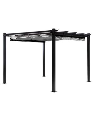 Pérgola Retráctil Gris Relan Tipo Romana Gazebo Toldo 3x3