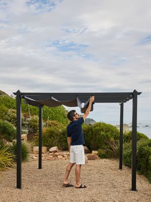 Imagen 2 del producto Pérgola Retráctil Gris Relan Tipo Romana Gazebo Toldo 3x3