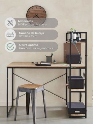 Imagen 2 del producto Escritorio Estilo Industrial Relan Estantería Lateral Desk 4