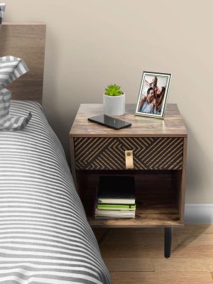 Imagen 2 del producto Velador Top Living Moon Black Con Cajón y Estante Negro