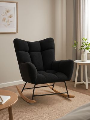 Imagen 2 del producto Sitial Mecedora Terciopelo Relan Vera Silla Individual Gris