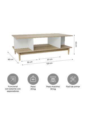 Imagen 2 del producto Mesa de Centro Top Living Bari Rectangular Lateral Nórdica