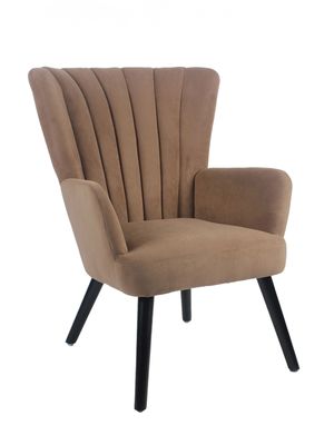 Sitial Acanalado Relan Azalia Poltrona de Terciopelo Café