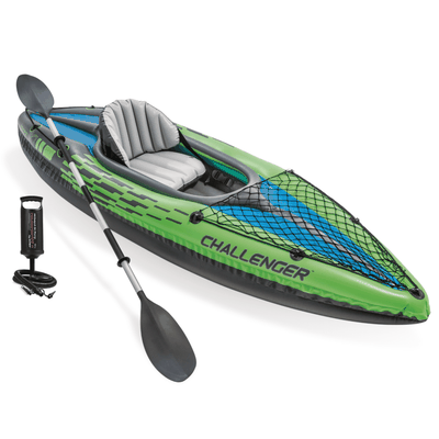 Kayak Inflable Intex Challenger K1 Set Capacidad 1 Persona + Remos + Inflador