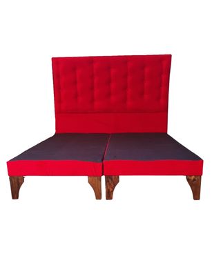 Base Europea Dividida + Respaldo a Piso Rojo Felpa