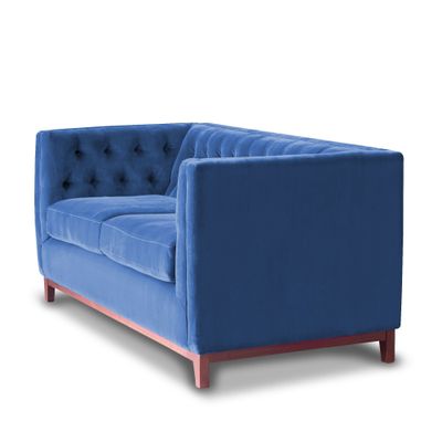 Imagen 2 del producto Sofá Roma 2 Cuerpos Capitoné Tela Velvet Azul Petroleo