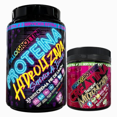 PROTEINA HIDROLIZADA 2,3LB CREMA PIE DE LIMON + CREATINA 440 GR SANDIA