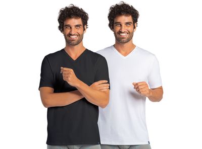 CAMISETA MANGA CUELLO V CORTA PACK 2