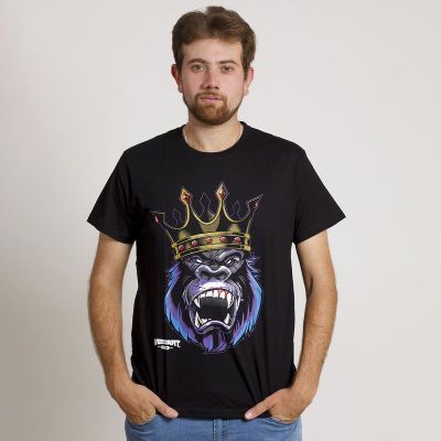 Imagen 2 del producto POLERA MANGA CORTA ESTAMPADA NEGRA GORILA KING