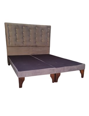 Imagen 2 del producto Base Europea Dividida + Respaldo a Piso Gris Felpa Botón Diamante