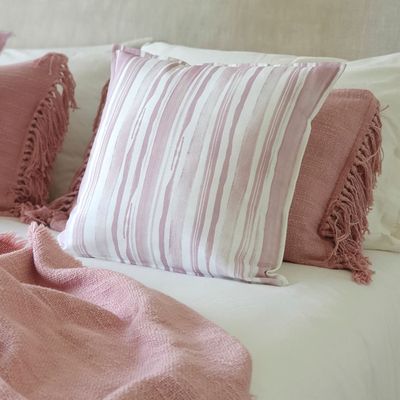 Imagen 2 del producto FUNDA COJÍN ALGODÓN TRAMA LINEAL PALO DE ROSA 45X45