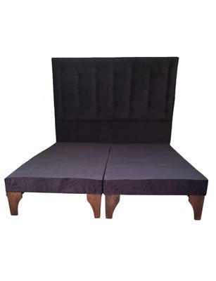 Base Europea Dividida + Respaldo a Piso Negro Felpa