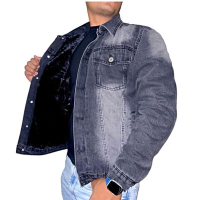 Chaqueta Mezclilla Polar Gris Focalizado Hombre