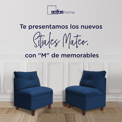 Imagen 2 del producto Par Butacas Mateo Chenille Azul Pata Madera 1C