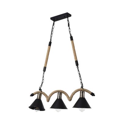 Imagen 2 del producto Lámpara Colgante Cáñamo Con Cadena Tres Luces E-27