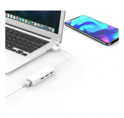 Imagen 2 del producto HUB Type-C A RJ45 + 3 Puertos USB2.0 Birlink