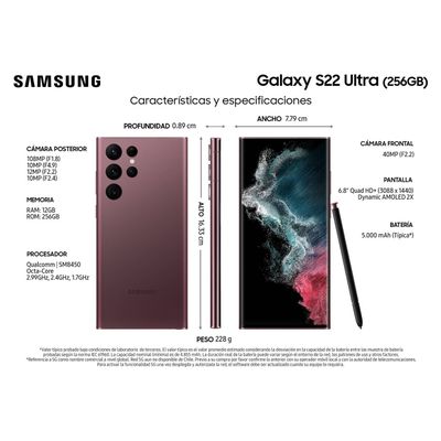 Imagen 2 del producto Samsung Galaxy S22 Ultra 5G 128GB - Reacondicionado - Burdeo